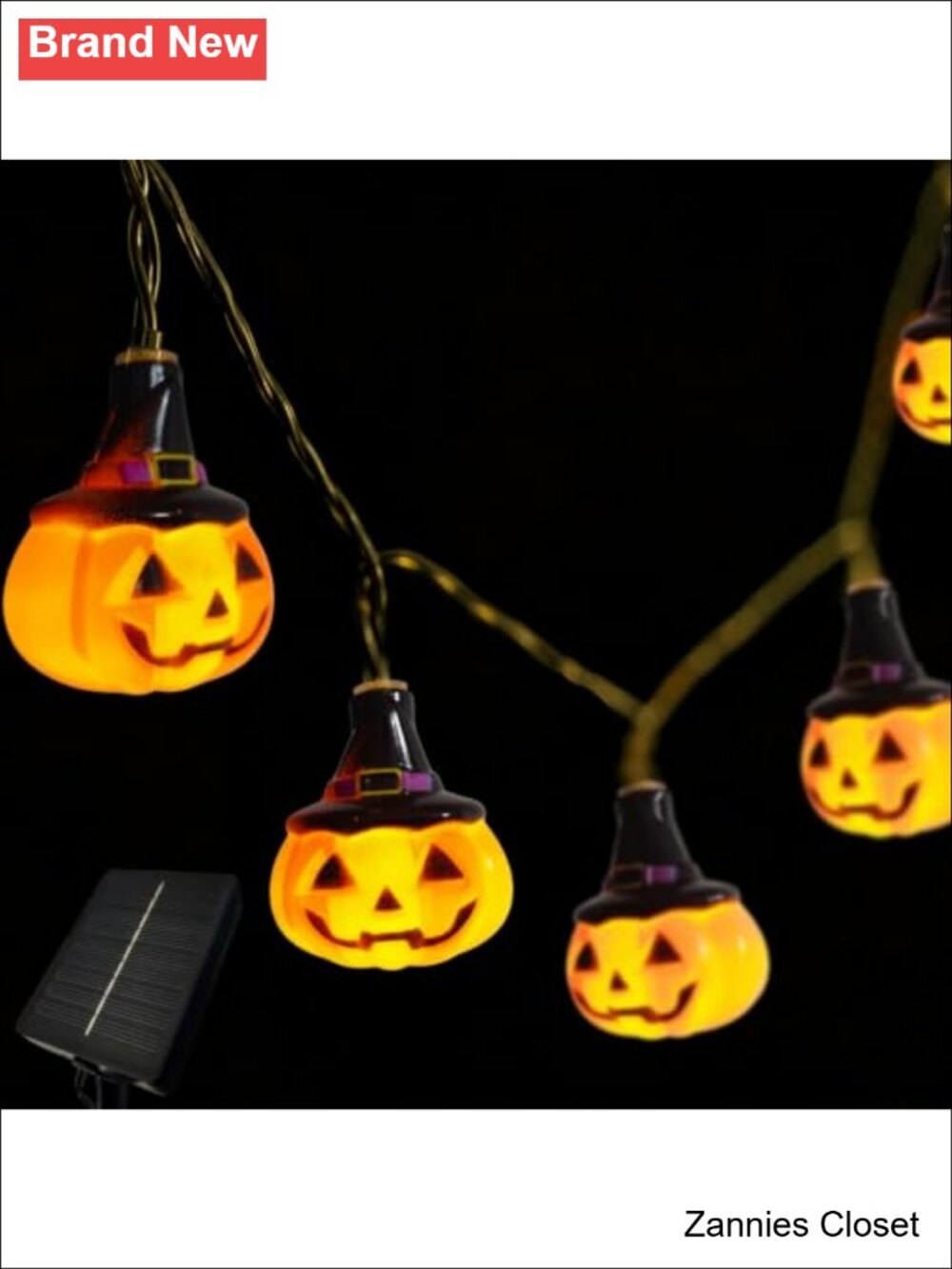 👻 15 LED Pumpkin Solar Garden String Lights 23ft Halloween Decor